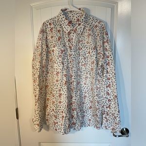 Bridge and Burn white cotton floral button up XXL